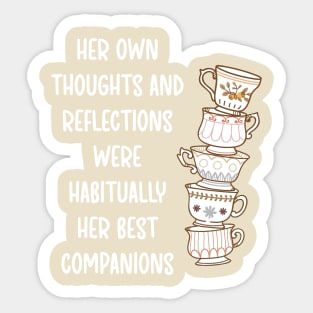 Jane Austen Teacup Stack (Earth Tones) Sticker